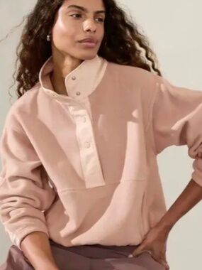 NWT Athleta Overlook Microfleece Sweatshirt Sz S Sandstone